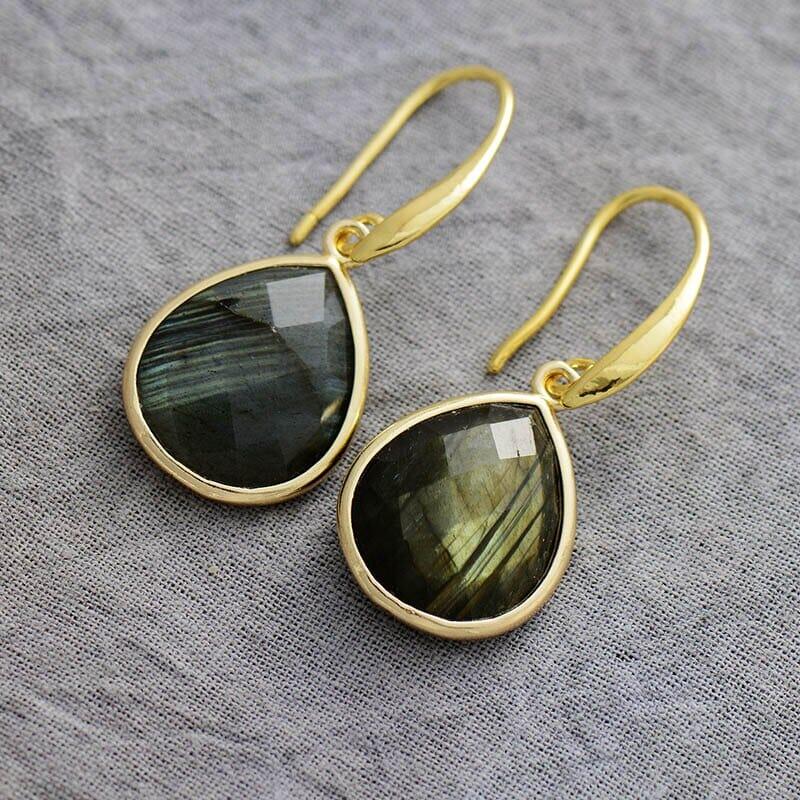 Orecchini "Misteri dell'Eleganza" in Rodonite e Labradorite