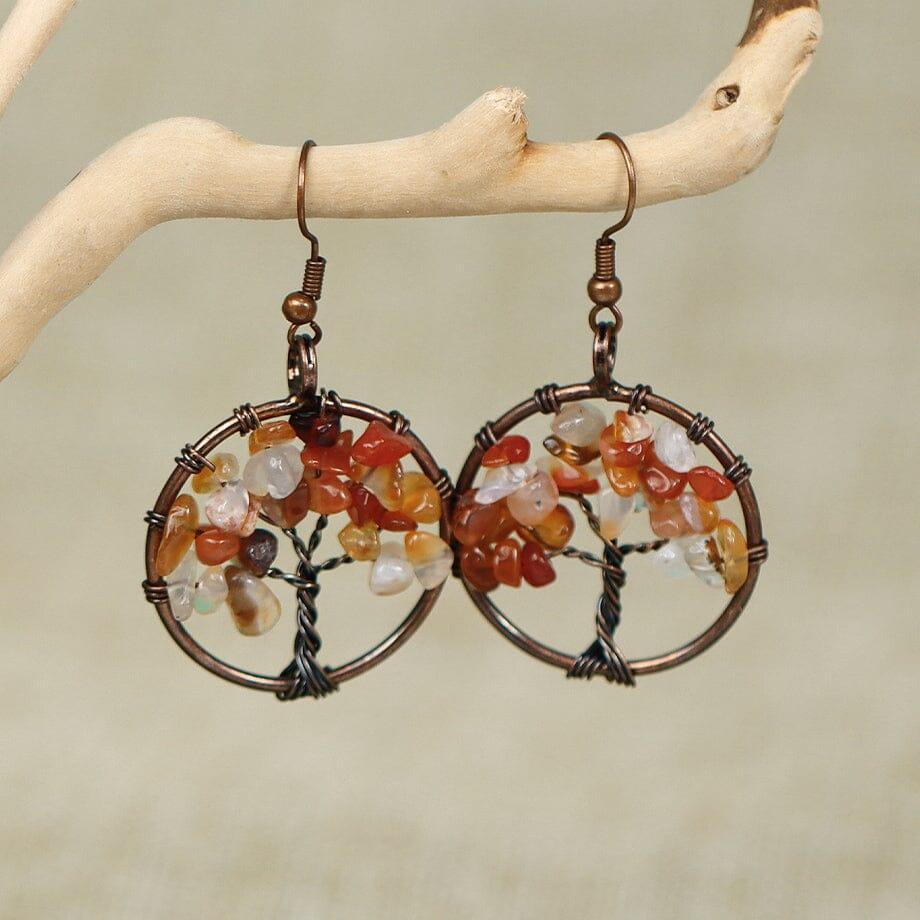 Orecchini in Rame con Albero della Vita in Pietra Naturale “Fioritura Spirituale”