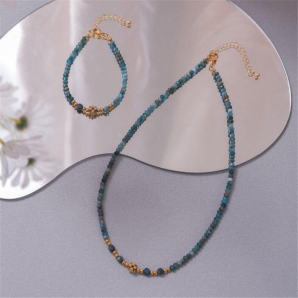 Set "Manifestazione Blu" in Apatite con Bracciale e Collana