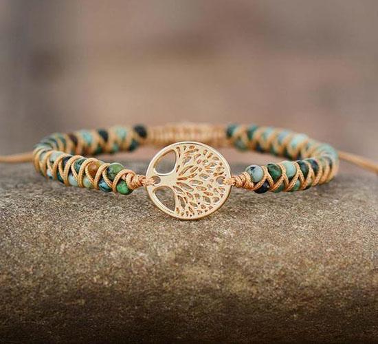 Bracciale Africano con Albero della Vita in Diaspro “Radici di Forza”