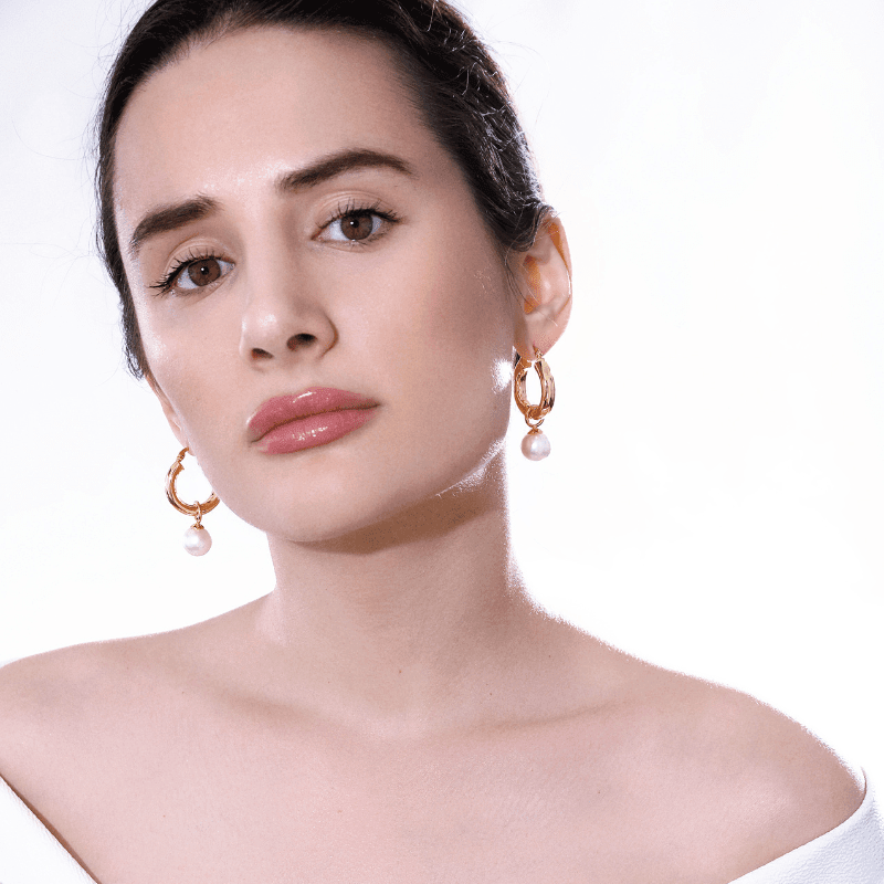 Orecchini "Cerchi Dorati" con Perle Preziose