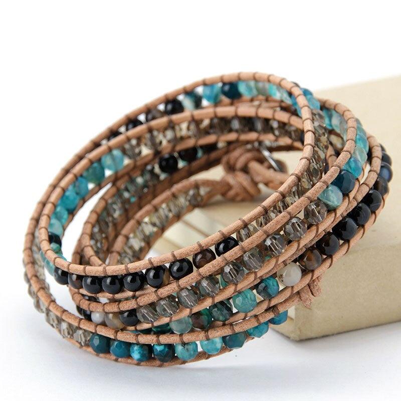Bracciale in Agata Blu "Fioritura di Gioia"