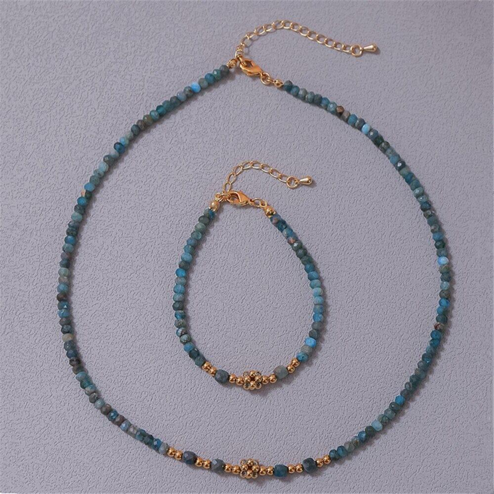 Set "Manifestazione Blu" in Apatite con Bracciale e Collana