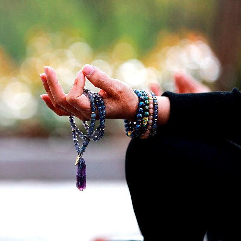 Collana Mala "Guida Intuitiva e Armonia" con Cordierite