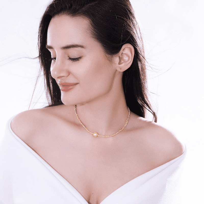 Collana "Splendore Semplice" con Perle d'Oro Testurizzate