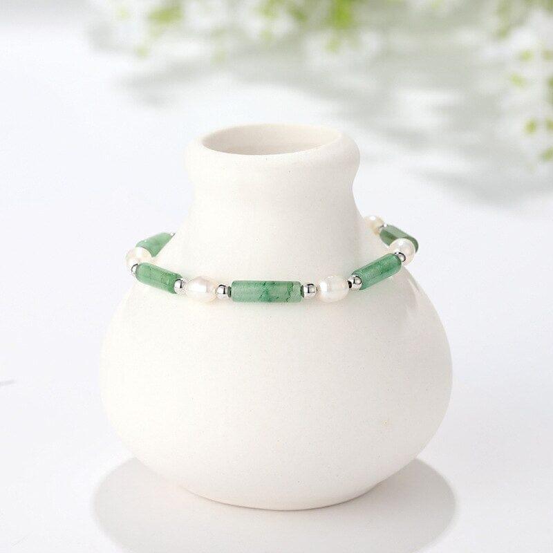 Bracciale "Fortuna Armoniosa" con Giada Verde e Perle d’Acqua Dolce