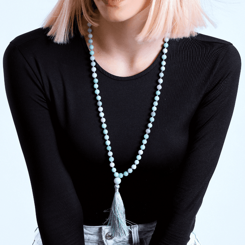 Collana Mala "Toni Pastello" con Amazzonite