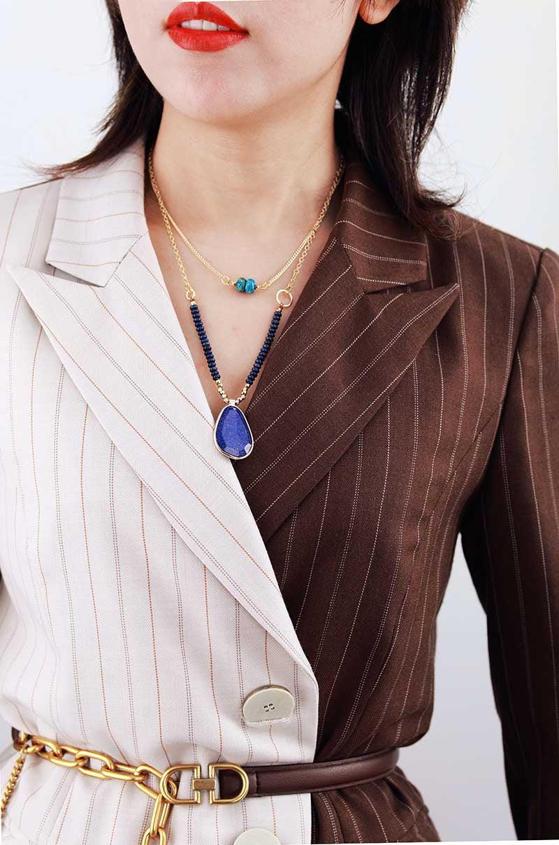 Collana Doppia "Maestosità Terrestre" con Lapislazzuli e Diaspro