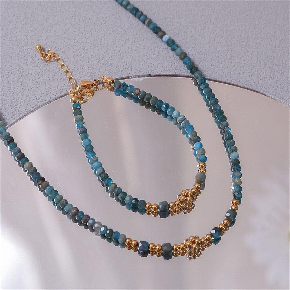 Set "Manifestazione Blu" in Apatite con Bracciale e Collana