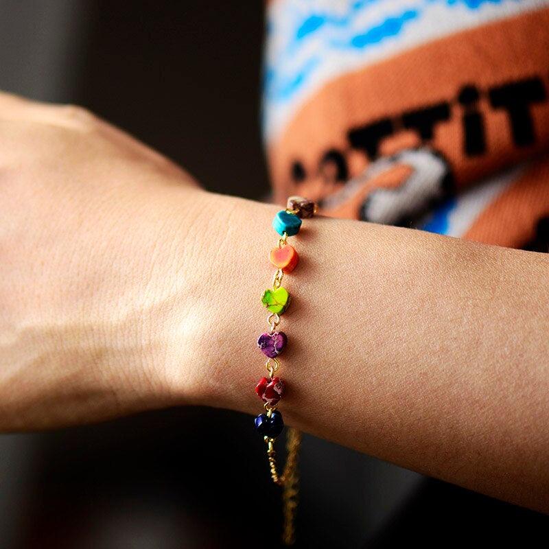 Bracciale "Cuore di Energia" per l'Armonia dei 7 Chakra con Diaspro