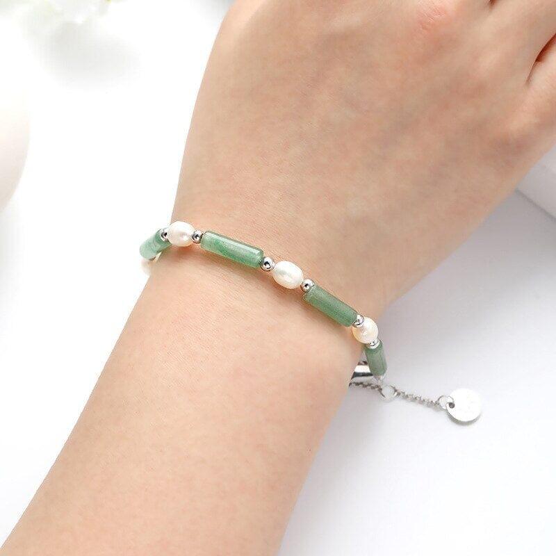 Bracciale "Fortuna Armoniosa" con Giada Verde e Perle d’Acqua Dolce