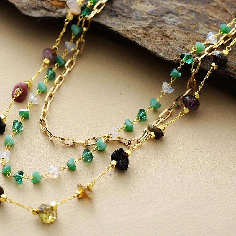 Collana Stratificata in Oro con Tormalina "Divina Ipnosi"