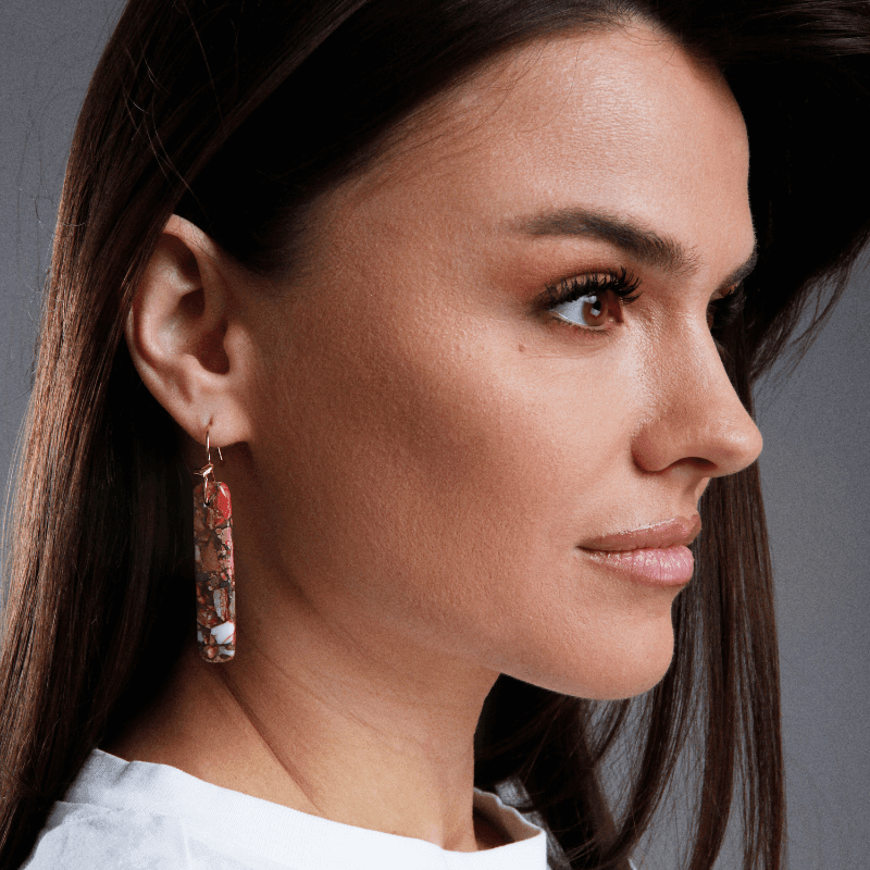 Orecchini "Emblema d'Amore" in Diaspro Rosso