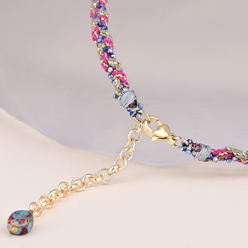 Collana Intrecciata di Diaspro Rosa e Blu "Equilibrio Spirituale"