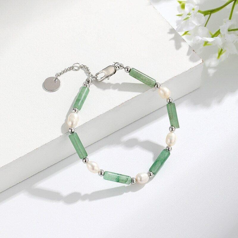 Bracciale "Fortuna Armoniosa" con Giada Verde e Perle d’Acqua Dolce