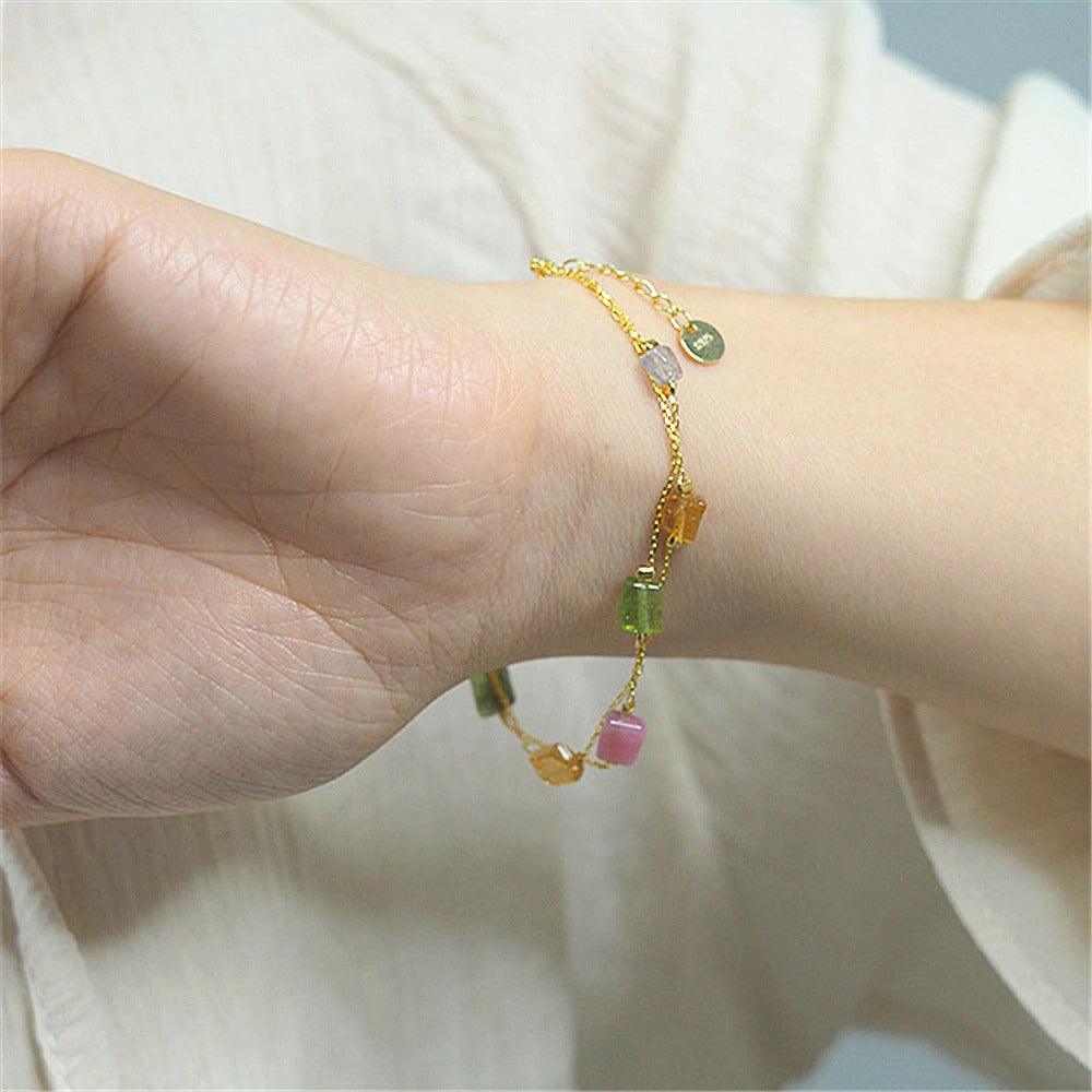 Braccialetto "Gentilezza e Energia" in Argento e Oro con Tormalina