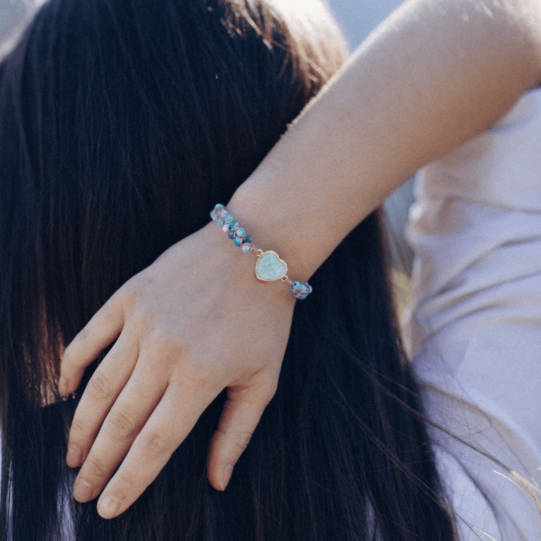 Braccialetto Intrecciato "Cuore Oceanico" in Opale