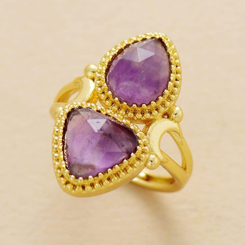 Anello "Luna Incantata" con Ametista e Apatite Splendente