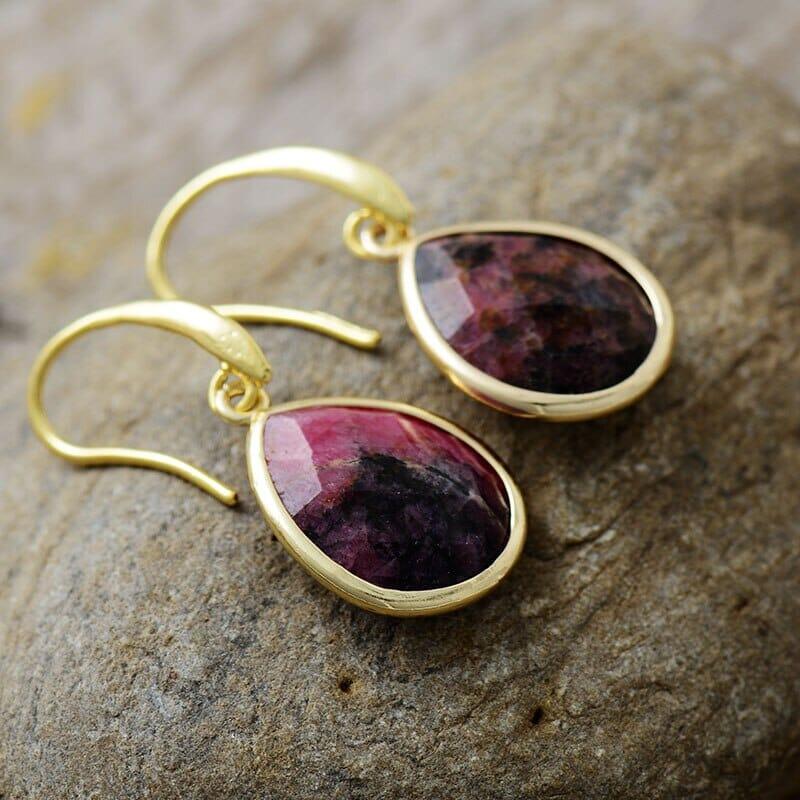 Orecchini "Misteri dell'Eleganza" in Rodonite e Labradorite