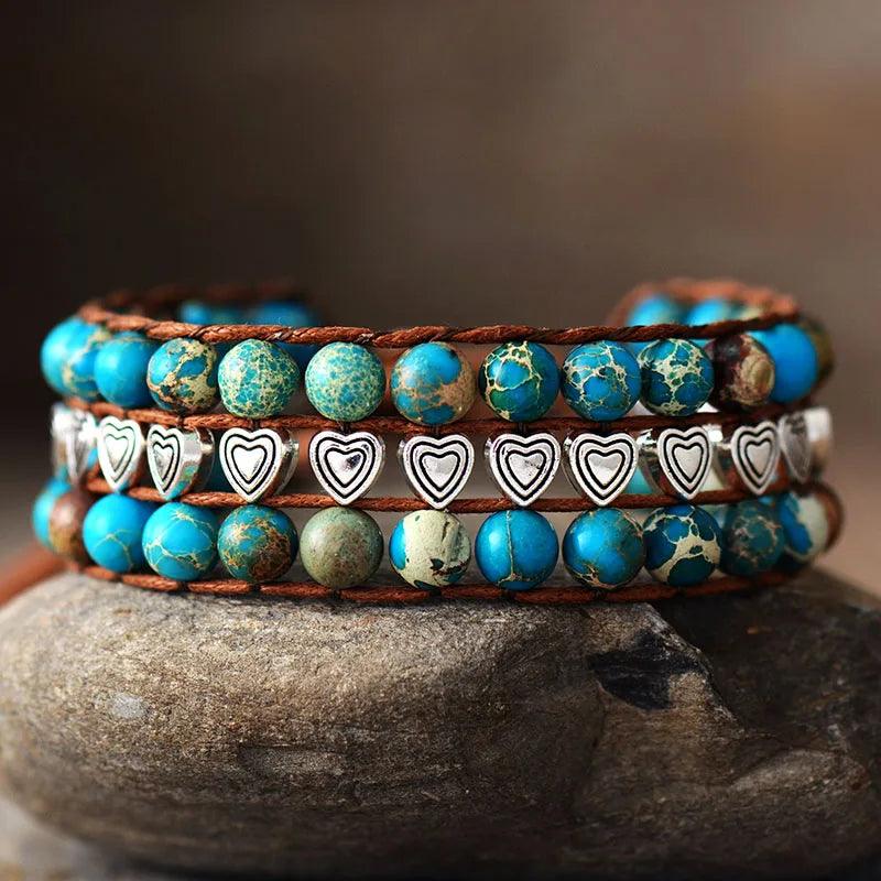 Bracciale in Diaspro e Amazzonite "Cuore di Luce"