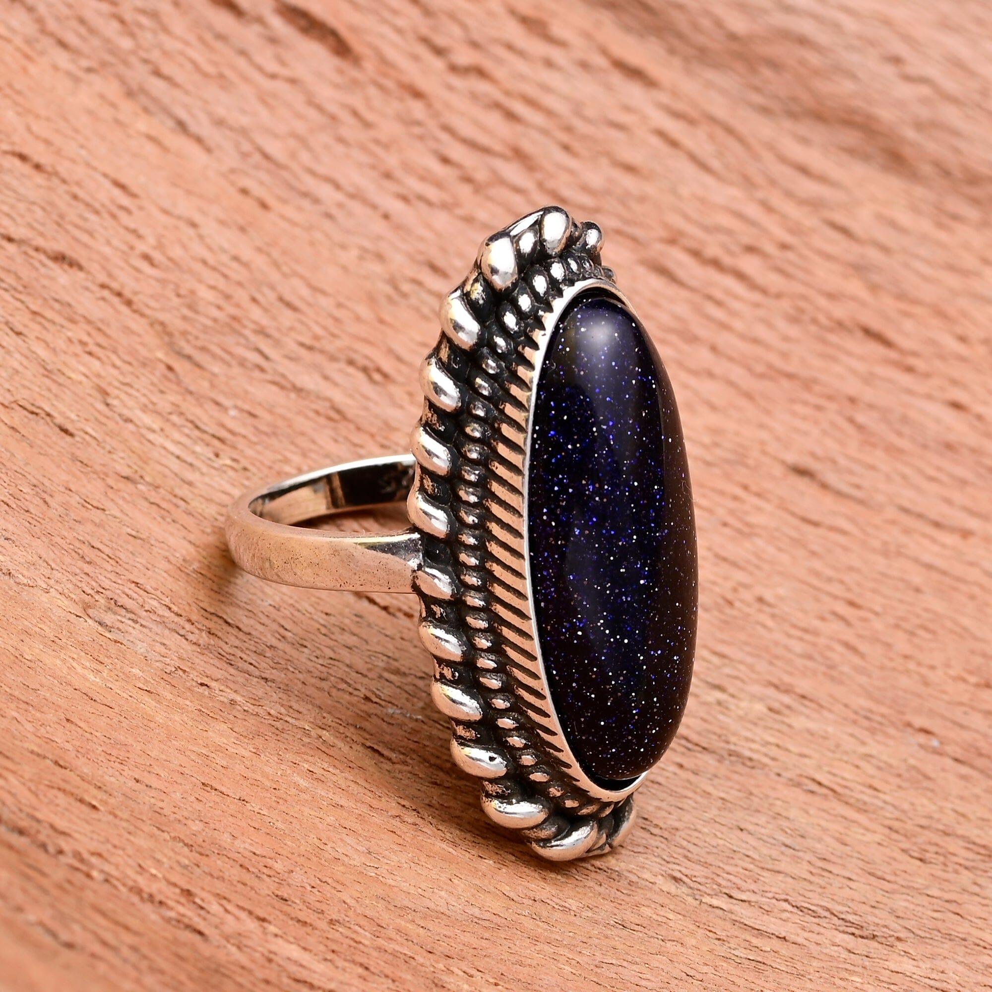 Anello "Fortuna" con Cielo Stellato di Arenaria Blu