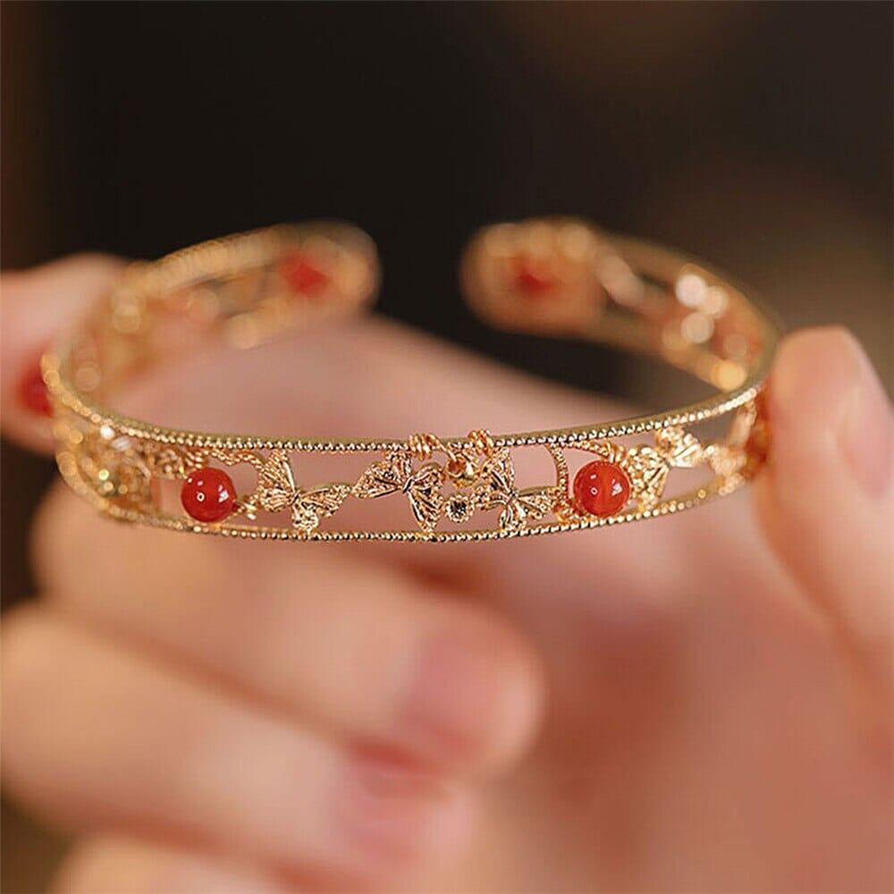 Bracciale "Rinascita Allegra" a Farfalla in Agata Rossa