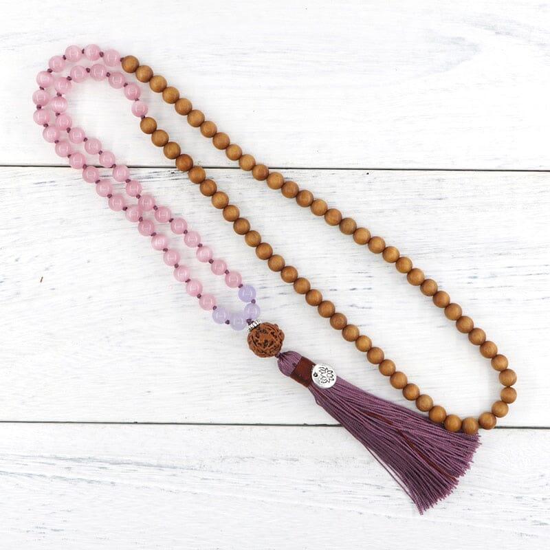 Collana Mala "Armonia Delicata" in Opale Rosa e Legno di Sandalo