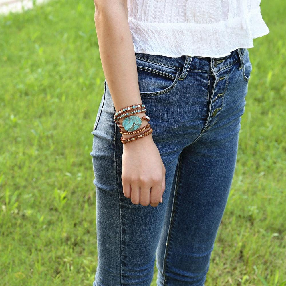 Braccialetto "Onde di Terra" a 5 Strati in Diaspro