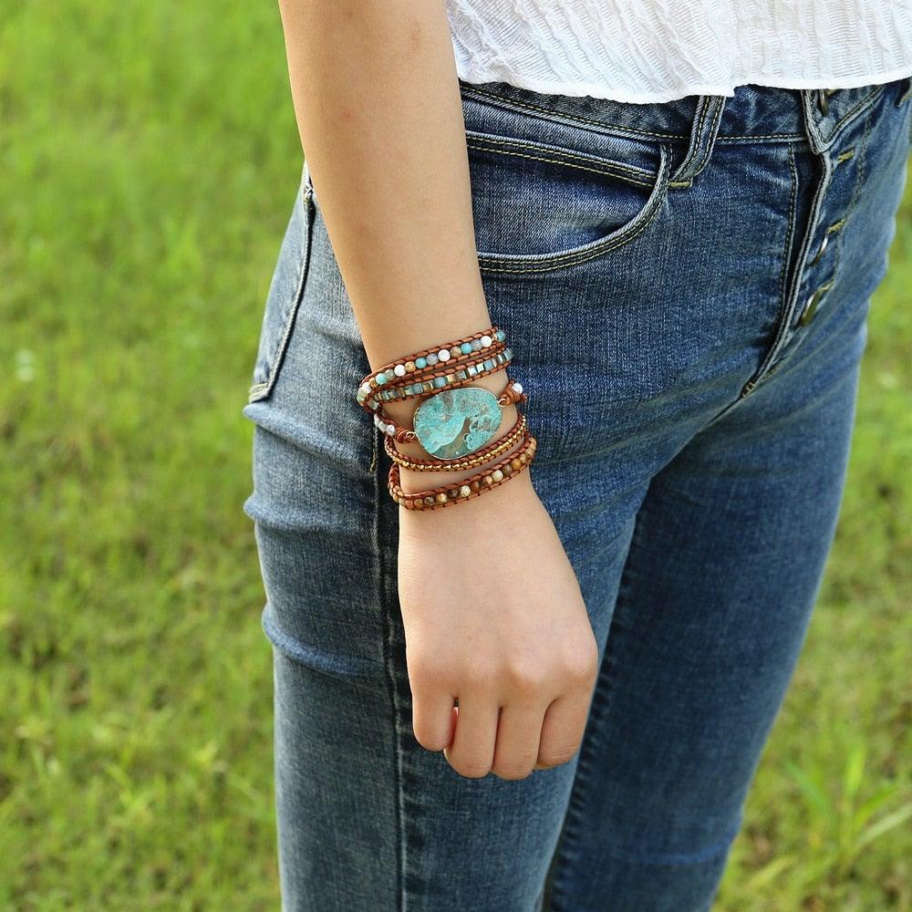 Braccialetto "Onde di Terra" a 5 Strati in Diaspro