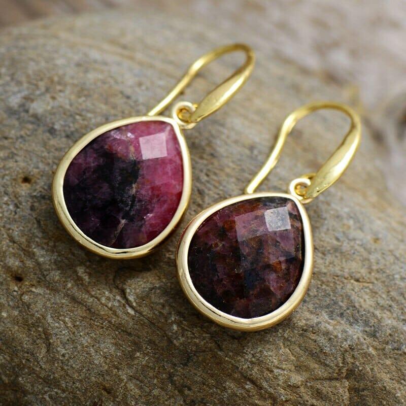 Orecchini "Misteri dell'Eleganza" in Rodonite e Labradorite
