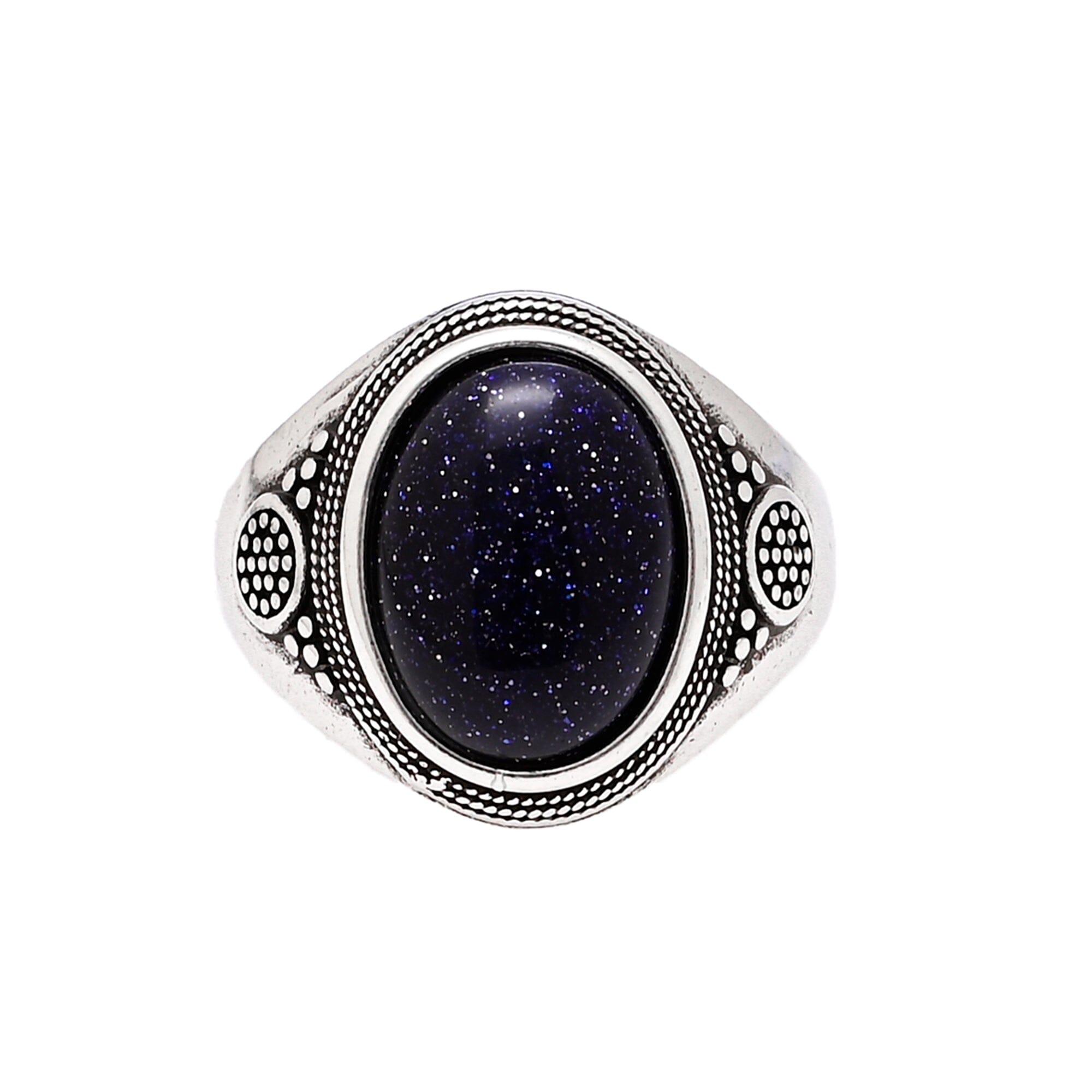 Anello "Stella Maria" Vintage con Arenaria Blu, Fascino del Cielo Notturno