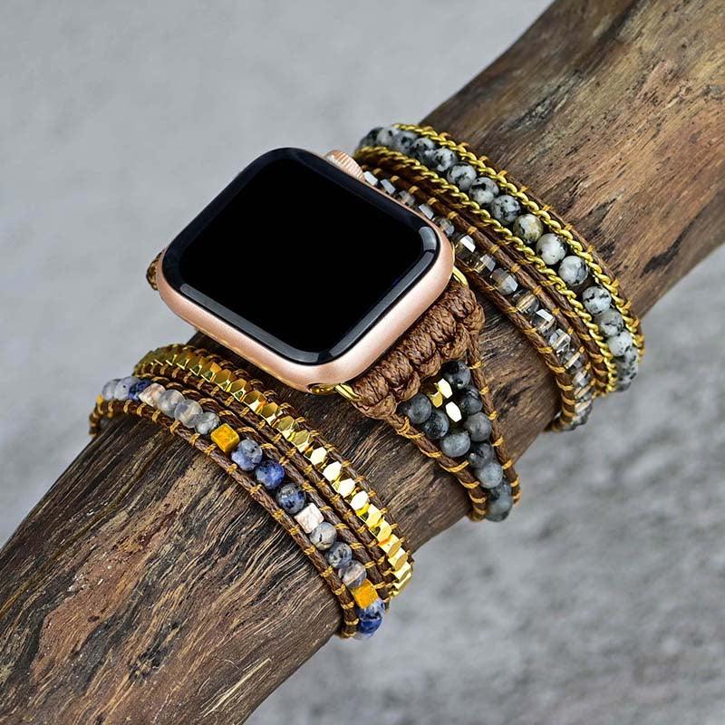 Cinturino per Apple Watch "Luce della Notte" in Labradorite Nera