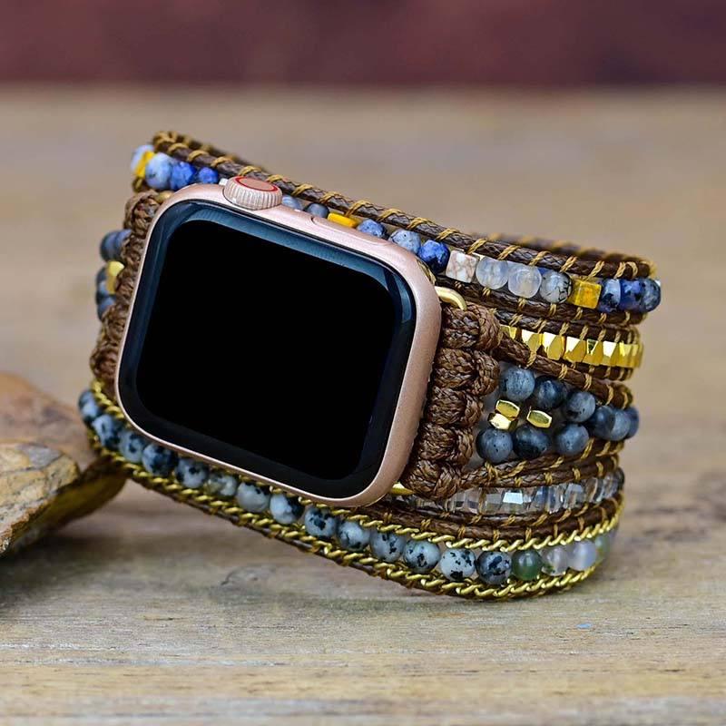 Cinturino per Apple Watch "Luce della Notte" in Labradorite Nera