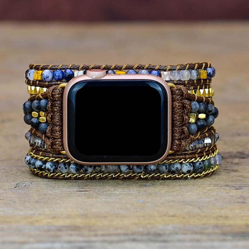 Cinturino per Apple Watch "Luce della Notte" in Labradorite Nera