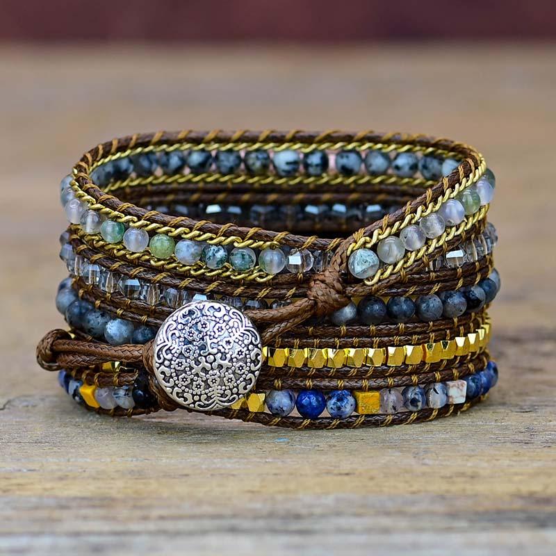 Cinturino per Apple Watch "Luce della Notte" in Labradorite Nera