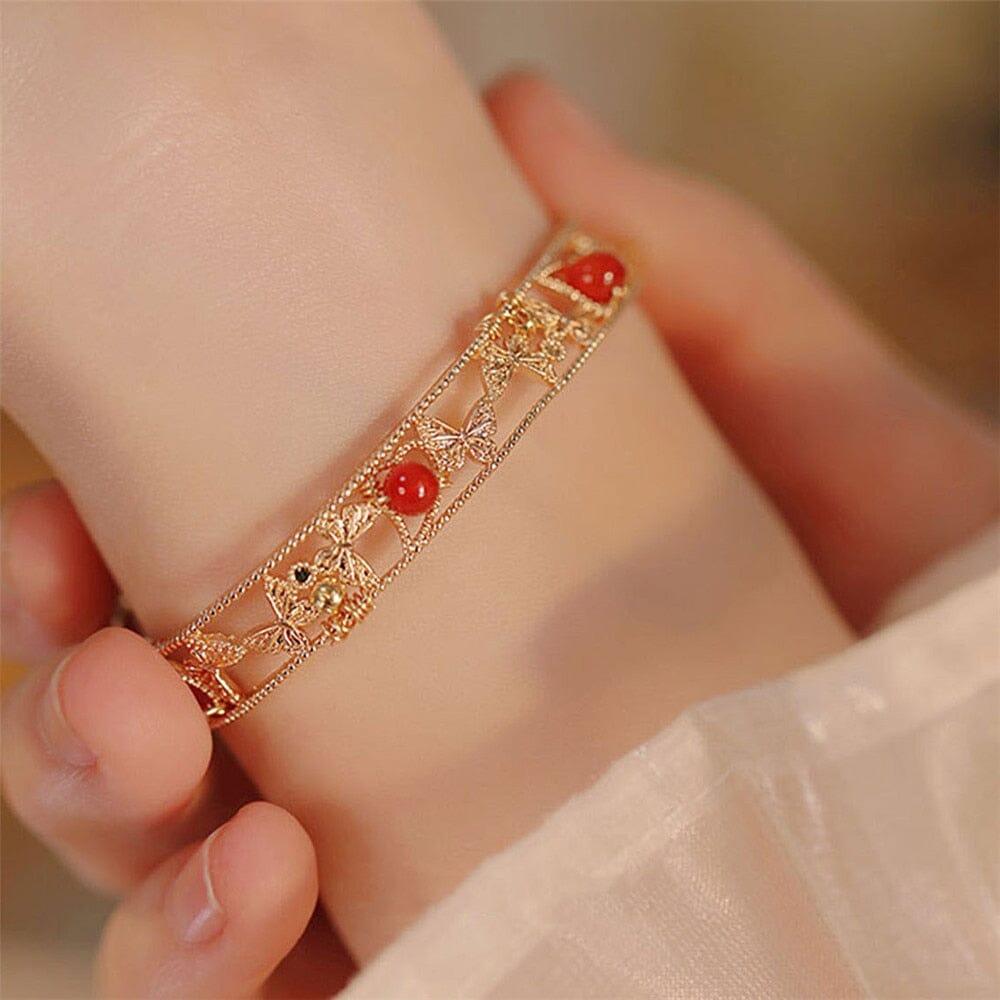 Bracciale "Rinascita Allegra" a Farfalla in Agata Rossa