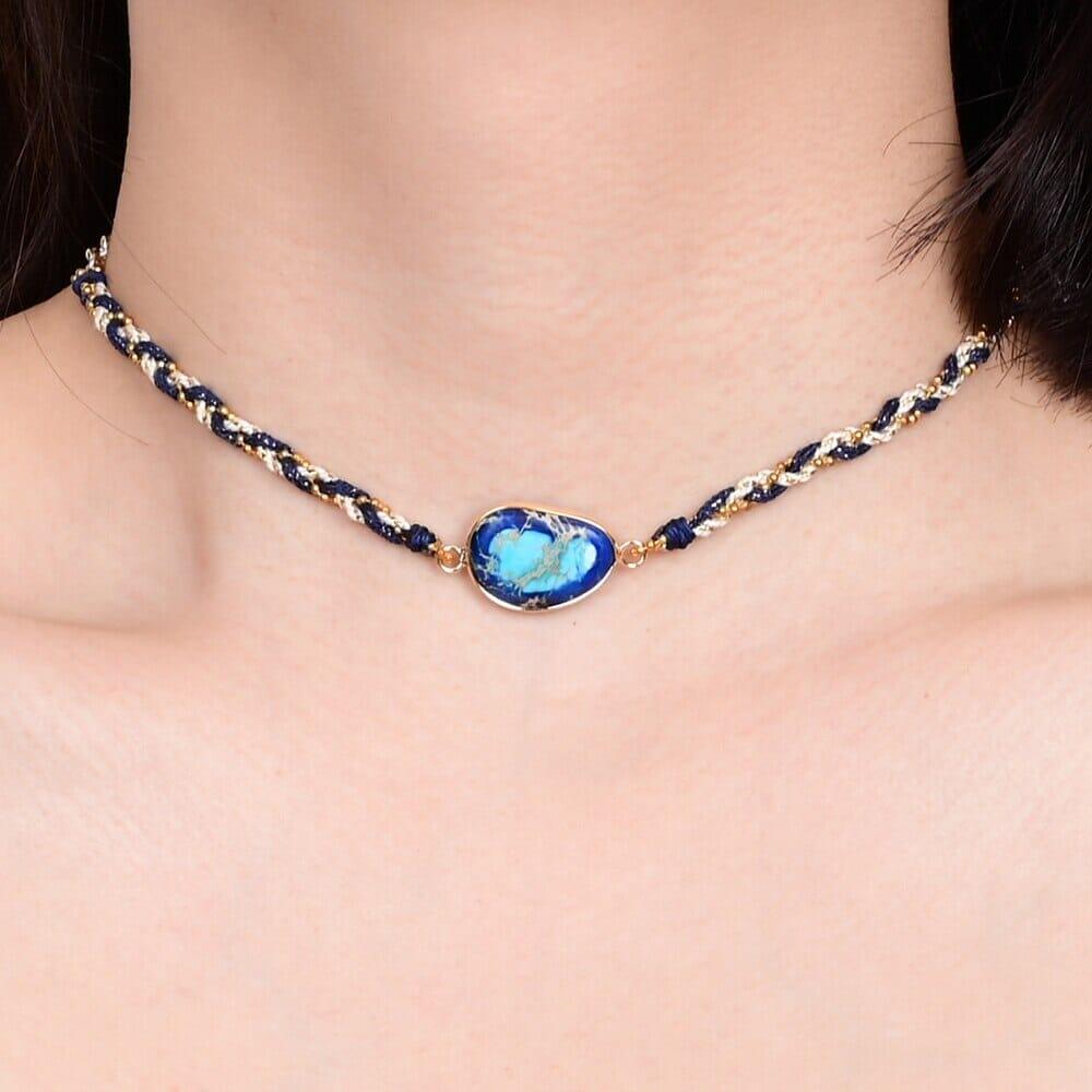 Collana Intrecciata di Diaspro "Benedizione Blu"