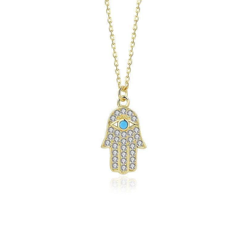 Collana "Fortuna Floreale" con Ciondolo Hamsa in Turchese e Oro