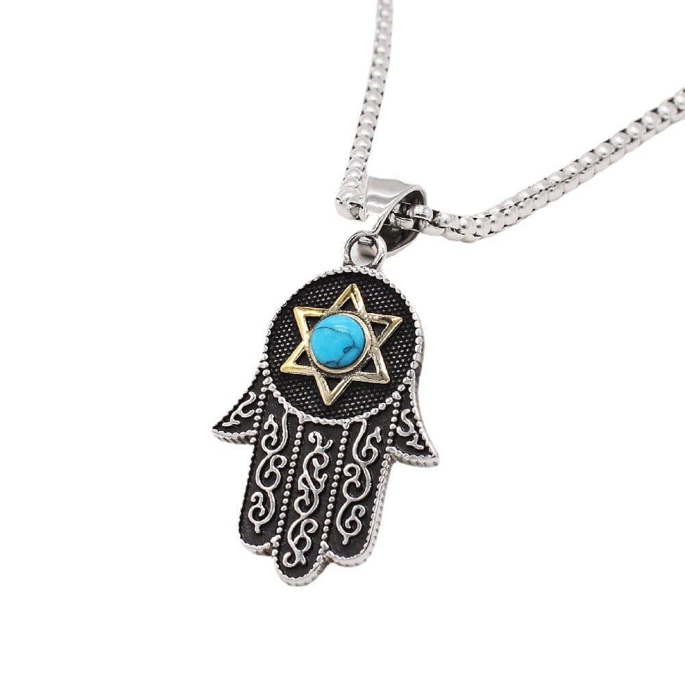 Collana "Abbondanza Serenata" con Mano Hamsa in Turchese