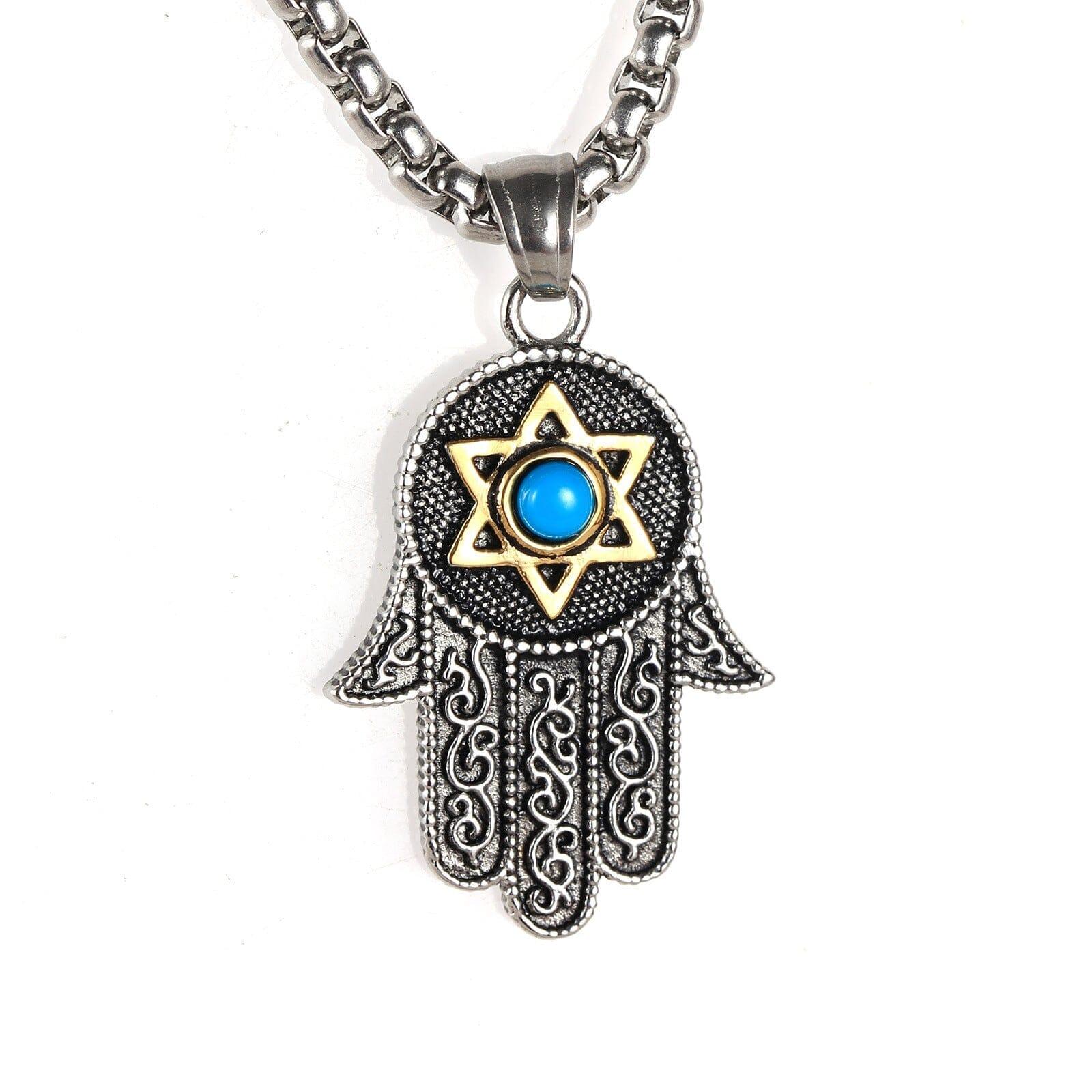 Collana "Abbondanza Serenata" con Mano Hamsa in Turchese