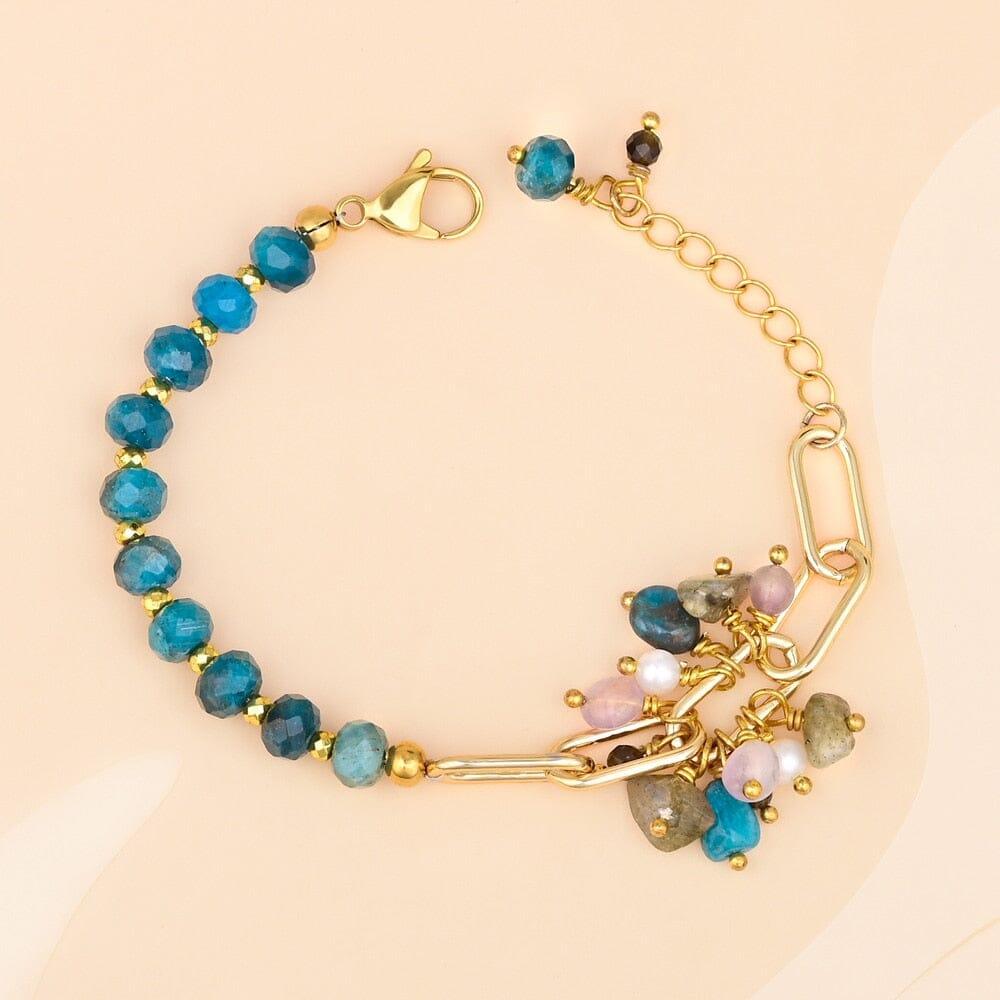 Bracciale "Sogni Sereni" in Oro con Apatite, Labradorite, Ametista e Perle