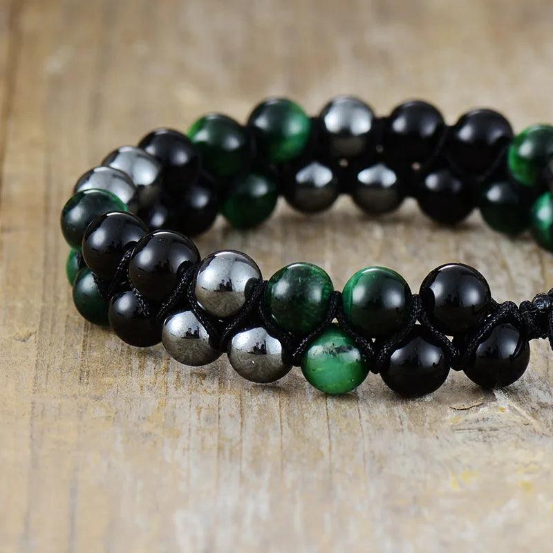 Bracciale in Ematite e Onice "Eclissi Cosmica"