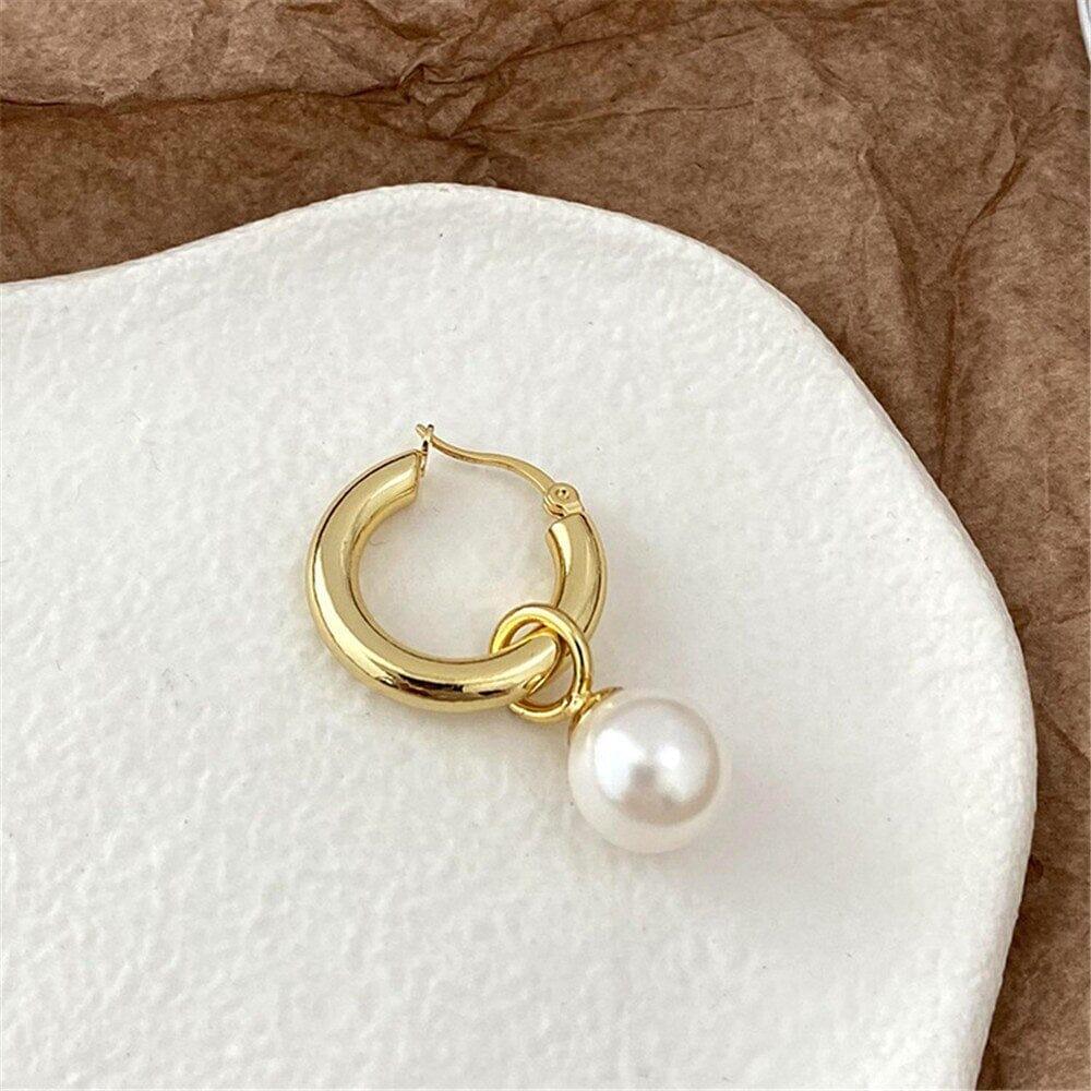 Orecchini "Cerchi Dorati" con Perle Preziose