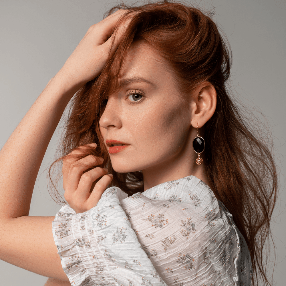 Orecchini "Potenza Reale" in Agata Nera