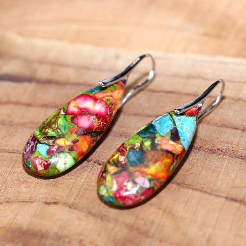 Orecchini Pendenti "Luminosità Sacra" in Diaspro Imperiale