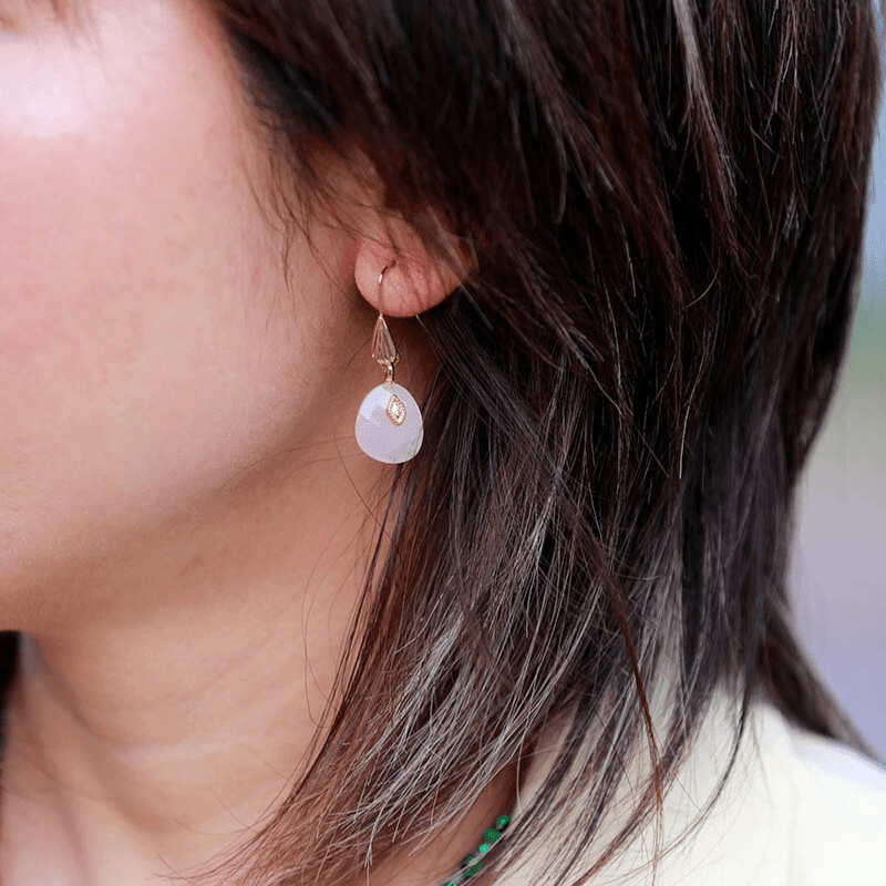 Orecchini "Custodi Gentili" in Apatite e Quarzo Rosa