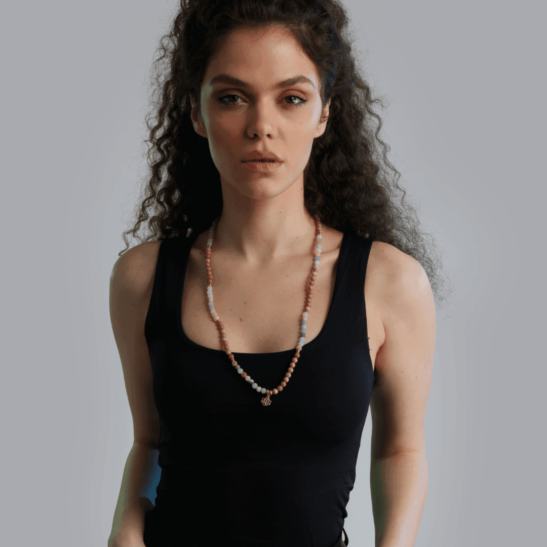 Mala di Loto con Amazzonite e Rodonite "Energia Rigenerante"