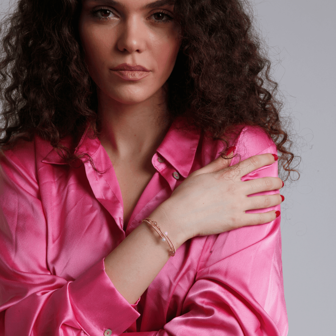 Bracciale "Cerchio dell’Abbondanza" con Quarzo Fragola e Labradorite