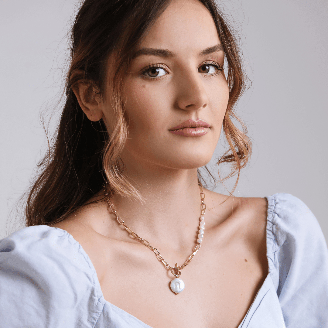 Collana "Tocco Dorato" con Perle d'Acqua Dolce