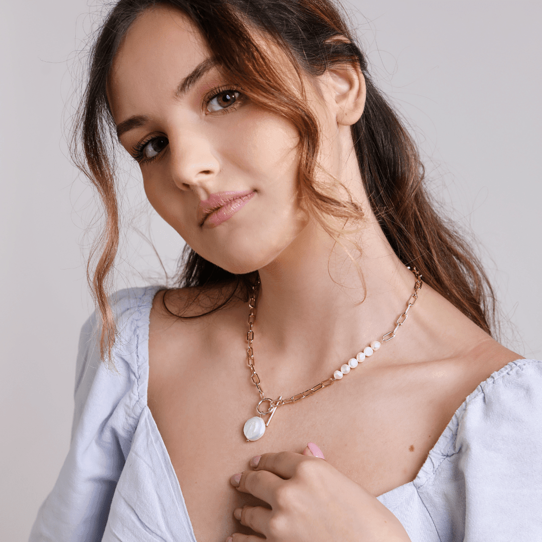 Collana "Tocco Dorato" con Perle d'Acqua Dolce